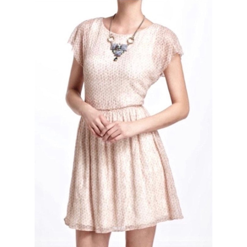Anthropologie Tulle Polka Dot Dress - dusty rose